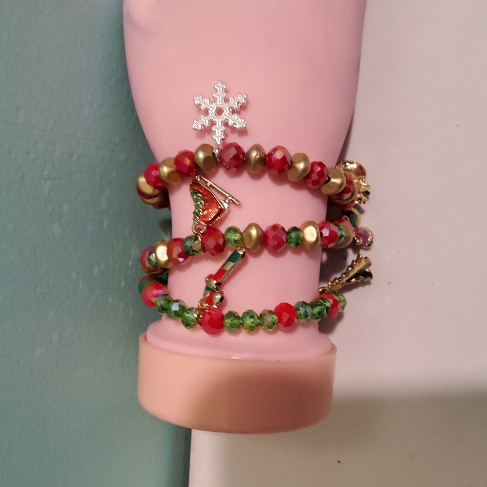 3pcs Stretchy Christmas Charm Bracelets